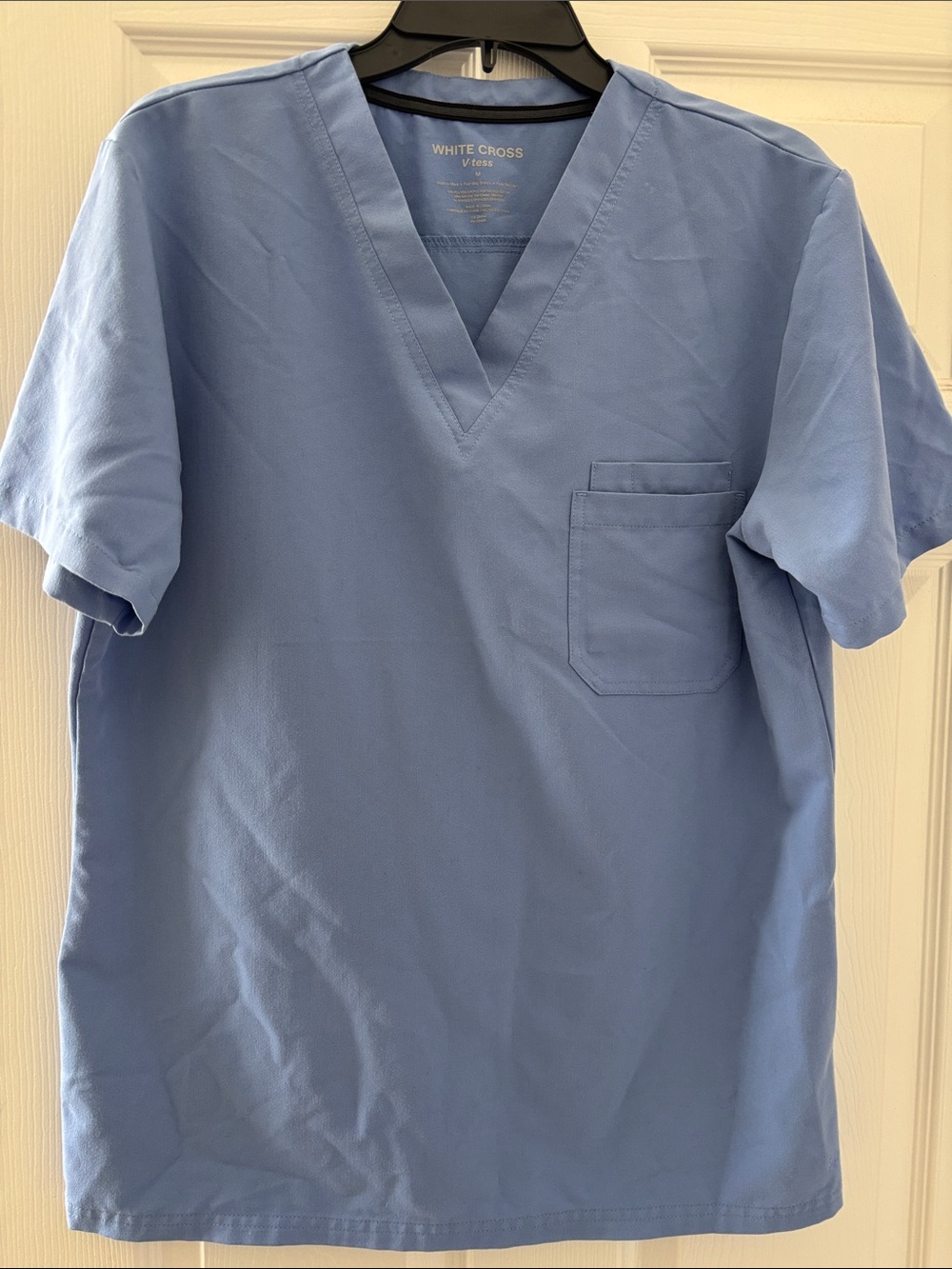 White Cross Men's Sky Blue V-Neck Medical Scrub Shirt